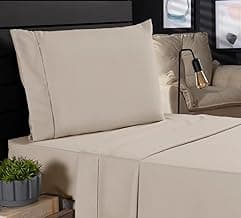 Jogo de Cama Classic Solteiro Percal 400 Fios Ponto Palito 03 Peças, Antiácaro, Anti-pilling com Toque Macio - Bege com 10% de desconto por R$ 51,30 na amazon