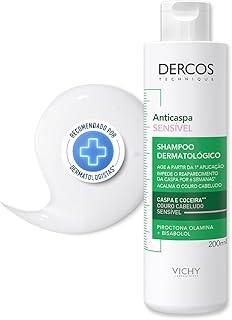 Vichy Dercos Shampoo Anticaspa Sensível, Acalma o Couro Cabeludo e Remove a Caspa desde o Primeiro Uso, com Ação Antirrecidiva de 6 Semanas e Tecnologia Sem Sulfato, 200ml