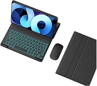 Capa Tablet + teclado removível + Mouse Para Samsung Tab S7 Fe/S8 Plus/S7 Plus (Preto, teclado retroiluminado)
