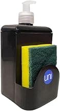 Porta Detergente Dosador com Suporte para Esponja 570ml Preto Classic Com Esponja Inclusa