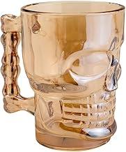 LYOR - Caneca para Chopp e Cerveja de Vidro Caveira Rock Style Âmbar Metalizado 510ml