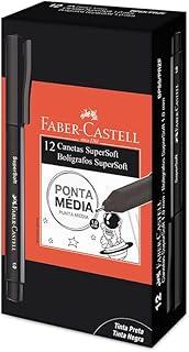 Caneta Com Ponta Porosa, Faber-Castell, Supersoft Pen, 1.0 mm, Preta, 12 Unidades