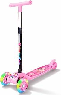 Patinete Infantil 3 Rodas Com Luzes LED Dobrável Altura Regulável