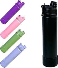 Garrafa Térmica Água 800ml com Canudo e Trava, Inox 316, Trabalho Escola Dia a Dia, Parede Dupla a Vácuo, Tampa Flip 1 Clique, Antivazamento, Alça e Fundo Removível Antiderrapante (Preto)