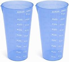 Conjunto de 2 Copo Medidor Dosador Com Bico de Plástico Graduado Azul 570ml 16cm Para Açúcar Farinha Arroz Semolina Chocolate Xícara Panelinha Receitas Cozinha