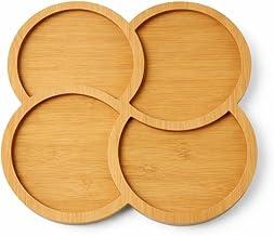 Petisqueira Trevo 29x29cm com 4 Divisórias Simétricas em MDF – Bandeja Gourmet para Petiscos, Frios e Queijos – Centro de Mesa Decorativo Moderno