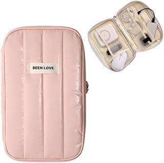 Organizador de Cabos Dupla Camada, Necessaire Puffer, Bolsa Impermeável para Acessórios Eletrônicos e Viagem