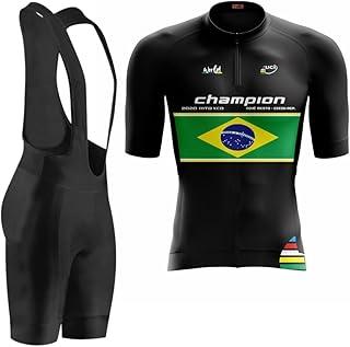 Conjunto de Ciclismo Masculina Camisa Respirável Bretelle Acolchoado com Gel MTB