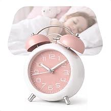 Relógio Despertador Analógico Retrô, Sino Duplo, Design Moderno. (Rosa)