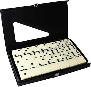 Jogo de Dominó Profissional de Osso com 28 Peças – Luxo, Tradicional e Resistente, Acompanha Estojo (Preto)
