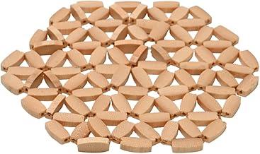 Mimo Style Descanso de Panela de Bambu Formato Hexagonal, Sustentável e Resistente ao Calor para Pratos e Potes Quentes. Material de Qualidade, Resistente, Elegante e Multiuso 16cm