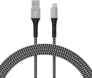 Geonav Cabo USB-A para micro USB, 1.2 metros, nylon trançado, resiste até 10 mil dobras, tranferência de dados até 480 Mbps, ESMIBK, preto