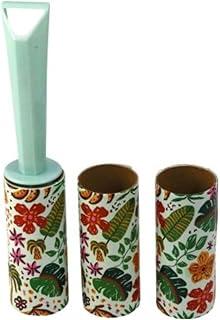 Rolo Adesivo Tira Pelos 3 em 1 (2 refis) com 10 Folhas, Design Floral Tropical, 22x4 cm, Removedor de Fiapos e Poeira para Roupas e Sofás, 3 Peças