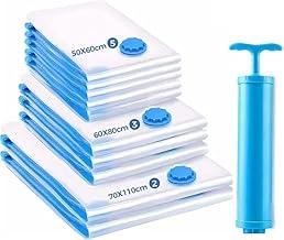 Kit com 10 Sacos a Vácuo + Bomba De Sucção | Organizadores Para Mala, Viagens, Roupas, Cobertores, Reutilizáveis, Transparente