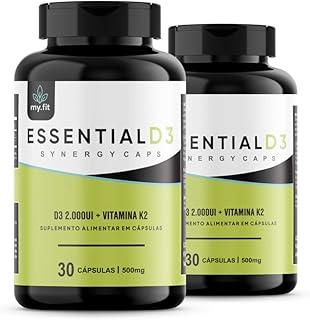 Kit 2x Essential D3 - Vitamina D (2000UI) + K2 (65 mcg) - Cápsulas Sinérgicas, 500mg