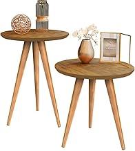 Kit Mesa Apoio e Lateral de Sofá Retrô Classic com 3 Pernas Decoração (Freijo)