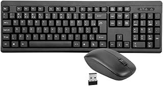 Combo Teclado + Mouse Sem Fio 2.4GHz USB -Teclas Macias e Design Ergonômico, Padrão ABNT2 (Preto)