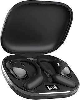 Fone de Ouvido Bluetooth Open Ear sem Fio, Headset com Gancho Ajustável, Baixa Latência, Controle por Toque, Chamadas Bilaterais, Bluetooth 5.4, Estojo com Display