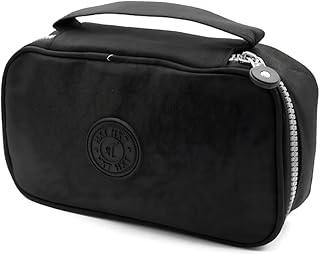 Estojo Escolar Box Grande Capacidade Organizador Necessaire Para Lápis Com 20 Elásticos Zíper Resistente Papelaria Fofa Estojo Tactel, PREMIUM (Preto)