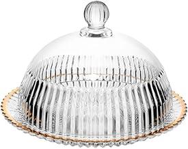 WOLFF - Queijeira de Cristal com Tampa e Fio de Ouro Imperatriz 20cm x 20cm x 13,5cm