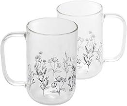 WOLFF - Conjunto 2 Canecas de Vidro Borossilicato Flor 280ml