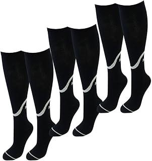 03 Pares Meias Femininas Compressivas Selene Compressão Cor:Preto;Tamanho:34-39