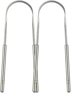 Kit Com 2 Raspadores De Língua Em Aço Inoxidável Combate o Mau Hálito Promove a Higiene Bucal Fácil de Limpar Portátil E Prático FONSES