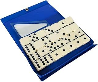 Jogo de Dominó Profissional de Osso com 28 Peças – Luxo, Tradicional e Resistente, Acompanha Estojo (Azul)