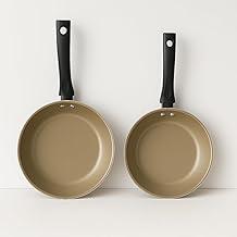 Kit 2 Frigideiras Antiaderentes Alumínio 22cm e 24cm Cabo Preto p/Gás e Elétrico Fácil Limpeza