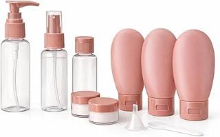 Kit de Frascos de Viagem para Cosméticos, 12 Peças, Silicone, Frascos para Shampoo, Gel, Condicionador, Oleos e Maquiagem (Rosa)