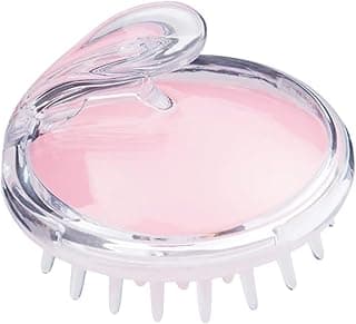 Escova de Cabelo Massageadora de Silicone para Couro Cabeludo, 9,6 x 8,4 cm, Massagem e Limpeza Profunda (Rosa)