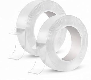 Kit com 2 Rolos Fita Nano Gel Dupla Face Lavável Transparente Super Forte 2m