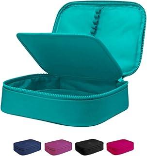 Estojo Escolar Box Grande Infantil Organizador Para Lapis Feminino Masculino Nylon Com Divisoria Necessarie Ziper Resistente Marca Calmfy (Turquesa)