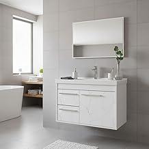 RIVERZZA Kit Armário para Banheiro 60cm MDF com Cuba + Espelheira - Potenza (Branco)