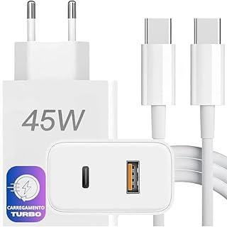 Carregador Turbo Tipo C 45W com Cabo USB-C | Fonte Turbo Tipo-C Compatível com iPhone 15 16 Pro Max, Samsung Galaxy, Xiaomi, Motorola [VALUANCE]