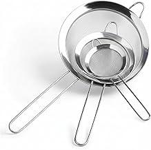 Kit com 3 Peneiras em Aço Inox Cozinha Resistente Coador Luxo Versátil Durável com Suporte Resistente a Temperaturas Fácil Manuseio
