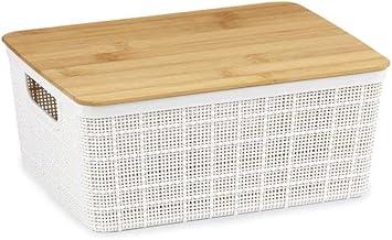 Oikos - Caixa Organizadora 4L com Tampa de Bambu Branca