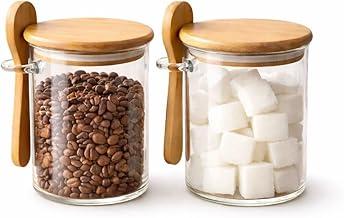 Pote de Vidro 500ml Hermético com Tampa de Bambu Redondo Flat Porta Café Açúcar Temperos (2)