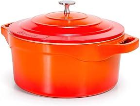 LE COOK Panela Caçarola Premier 28cm Laranja com Revestimento Cerâmico Antiaderente Premium Alumínio Injetado, Alças Removíveis em Silicone, Ideal para Fogão e Forno