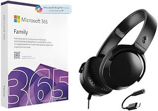 Combo Microsoft 365 Family 1 ano para até 6 usuarios - Inclui um Fone Skull candy Riff com fio