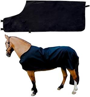 Capa para Cavalo Impermeável em Nylon 600 - Proteção Térmica Inverno e Chuva com Proteção UV - Tamanho Universal Ajustável com Fivelas Reforçadas (Preto)