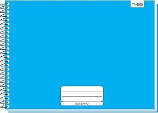 Kit de Cadernos de Desenho, Tamoio, Universitário, Capa Dura, Azul, Liso, 48 Folhas, Espiral, Pacote com 4