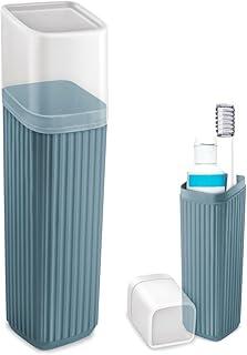Porta Escova de Dente Creme Dental Com Tampa Viagem Bolsa Escola (Azul)