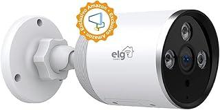 ELG, SHCF602, Câmera Inteligente Externa Wi-Fi Full Color, Áudio Bidirecional, Grava Full HD 1080p, Visão Noturna, Compatível com Alexa, Branco