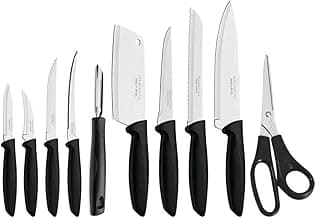 Jogo de Facas Tramontina Plenus com Lâminas em Aço Inox e Cabos de Polipropileno Preto 10 Peças