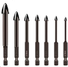 Conjunto de 7 Brocas de Titânio Multifuncionais, Liga Dura Universal para Porcelanato, Metal, Madeira e Plástico, Tamanhos 3-12mm