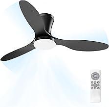 Ventilador de Teto com Controle Remoto Silencioso 6 Velocidades Função Reversa LED 21W Ajustável com Memória Moderno 220V/110V, Preto