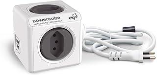 ELG, PWC-X4U/3M, PowerCube com Extensor USB, Filtro de Linha, Multiplicador 4 Tomadas Bivolt com 2 Portas USB 2.4A, Disjuntor Integrado de 10A, Cabo 3m, Cinza