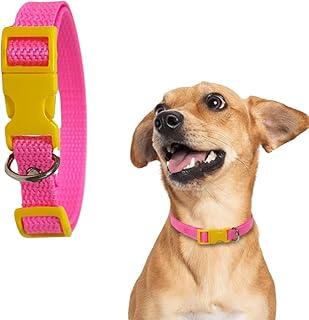 Coleira para Cachorro com Regulagem e Ajustável (ROSA COM AMARELO, G)