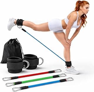 Elástico para Exercício de Pernas e Glúteos com Alças de Tornozelo, Bandas de Resistência para Fitness, Treino de Posterior e Anterior